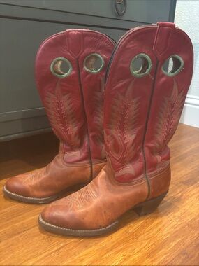 Tony Lama - Red Tall Western Pull-On Cowboy Boots